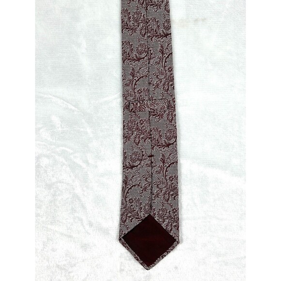 Ermenegildo Zegna Burgundy Floral Jacquard Neck Tie 60” x 3.5” - Picture 4 of 5